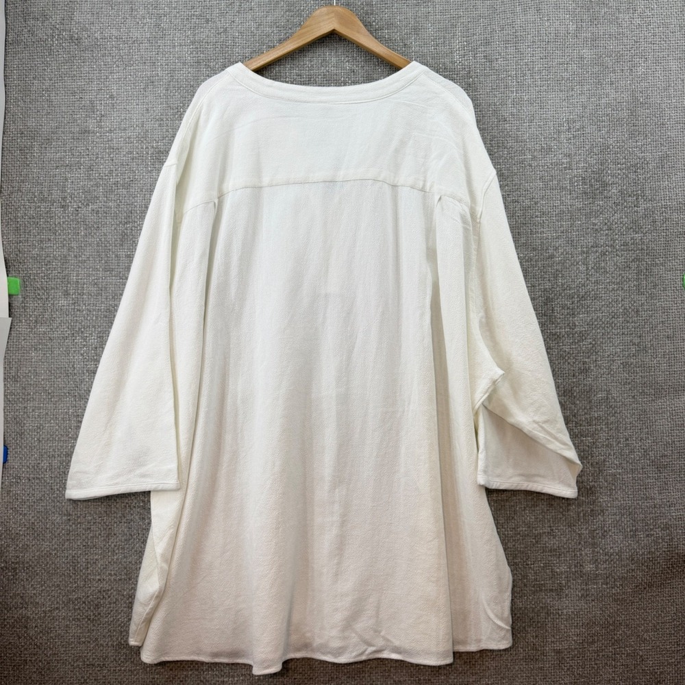 KS Island Henley Shirt Mens 5XL Big White NWT 3/4 Sleeve Textured Cotton Beach - Picture 3 of 9